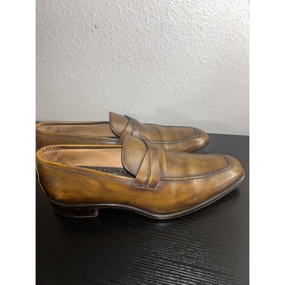 Di Bianco Scarpe Hand Burnished Antique Brown Venetian Men\'s Loafer Italy 10.5